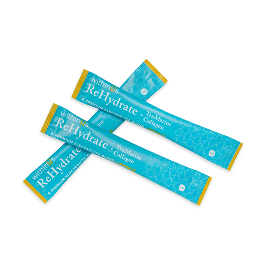 withinUs ReHydrate™ + TruMarine® Collagen 50ct - Lemon Stick Packs