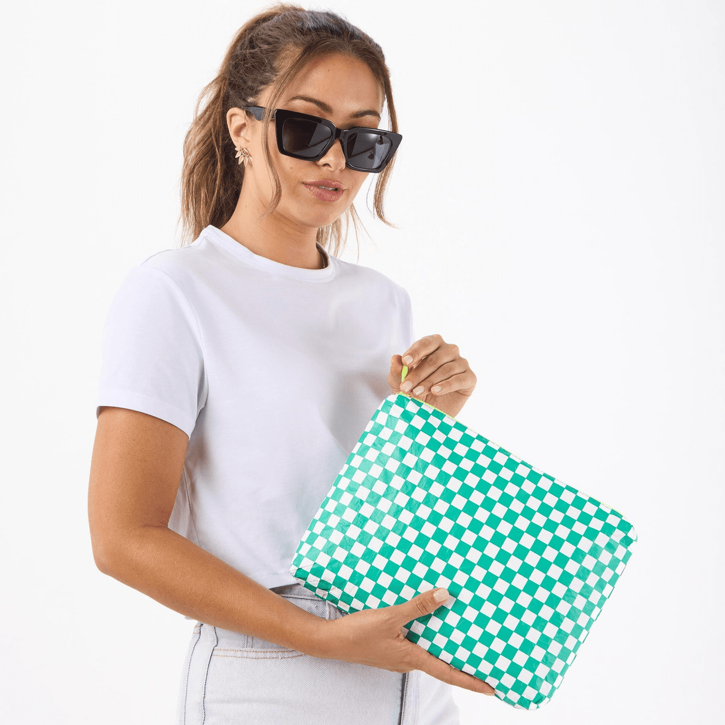 Petite Check Mid Pouch - Grove