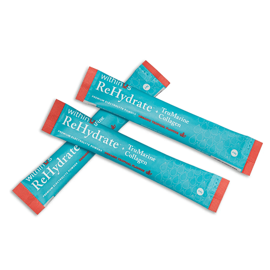 withinUs ReHydrate™ + TruMarine® Collagen 50ct - Tropical Stick Packs