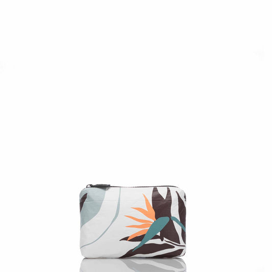 Painted Birds Mini Pouch in Cool/White