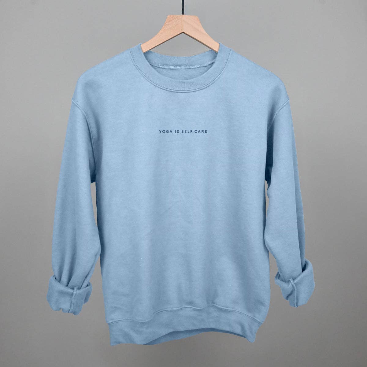 "Yoga Is Self Care" Sweatshirt - Oatmeal & Light Blue