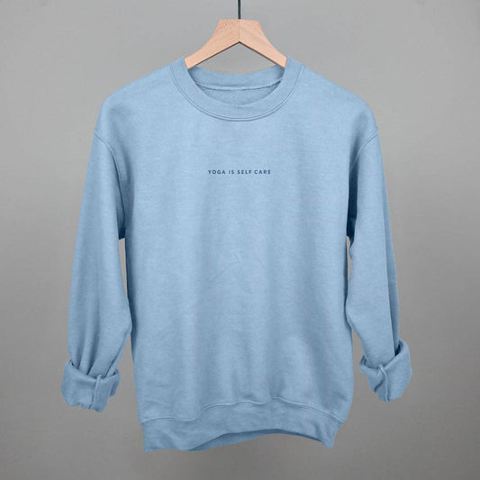 "Yoga Is Self Care" Sweatshirt - Oatmeal & Light Blue