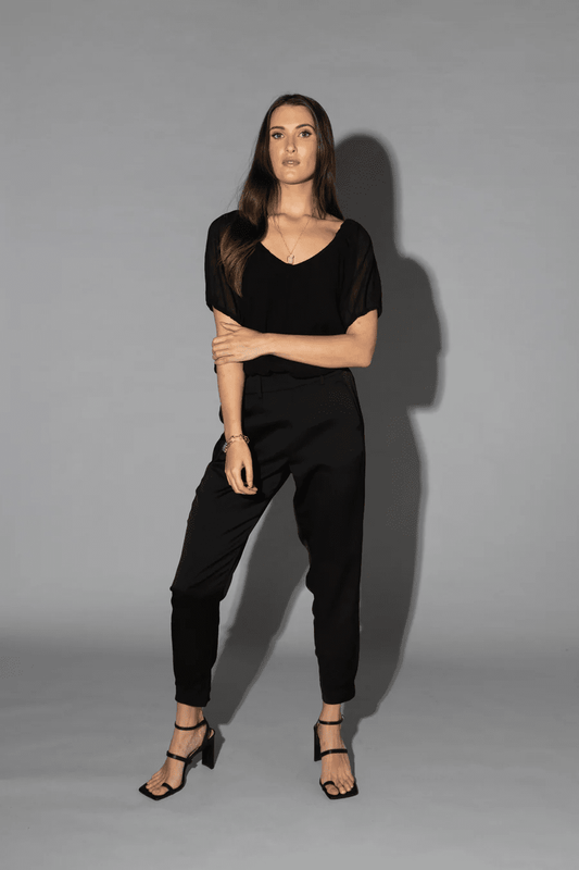 Lorna Top - Black Crinkle