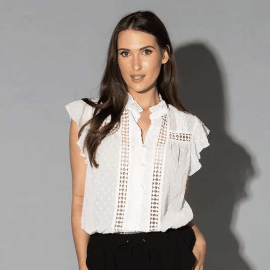 Crafted Blouse - White Dobbie