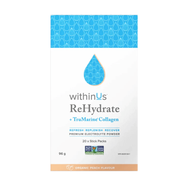 withinUs ReHydrate™ + TruMarine® Collagen - Peach Stick Packs