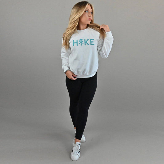 "Hike" Sweatshirt - White w/ Teal