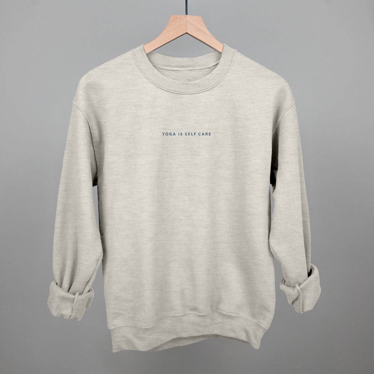 "Yoga Is Self Care" Sweatshirt - Oatmeal & Light Blue