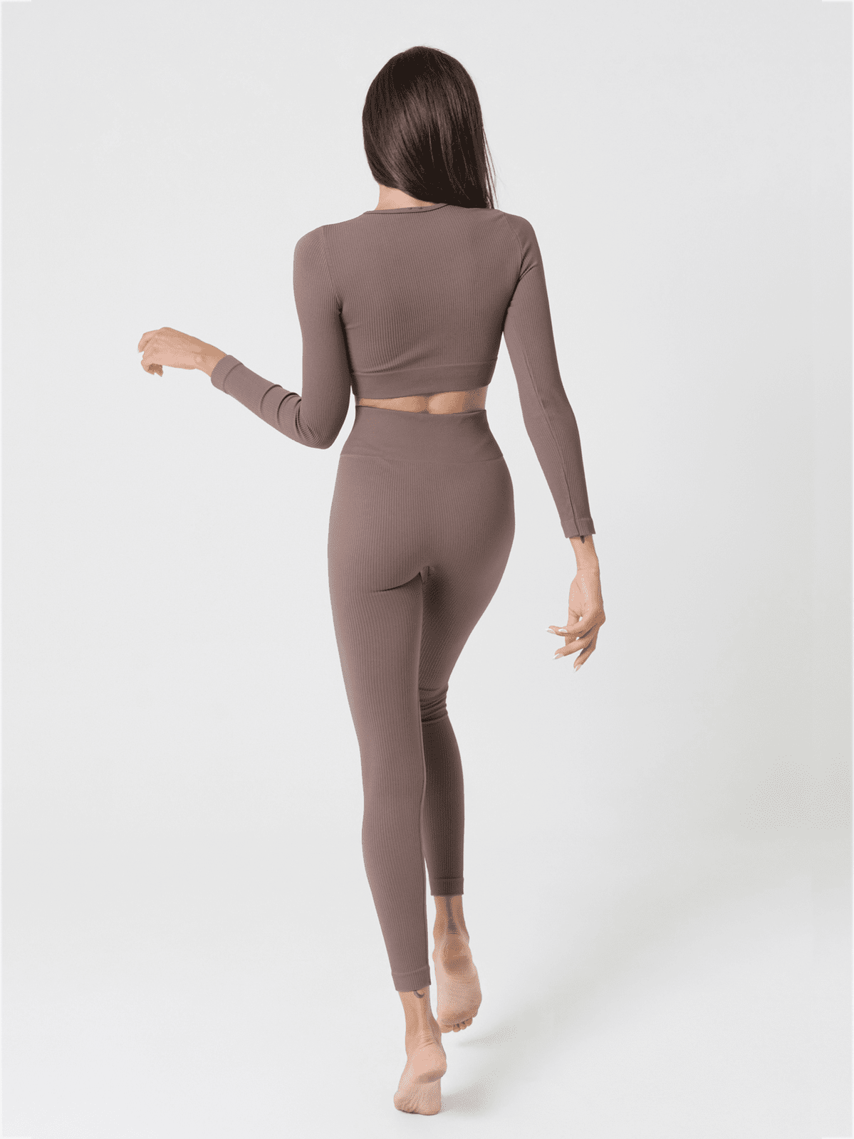 Invertika Armonika Choco Brown Long-sleeve Crop Top