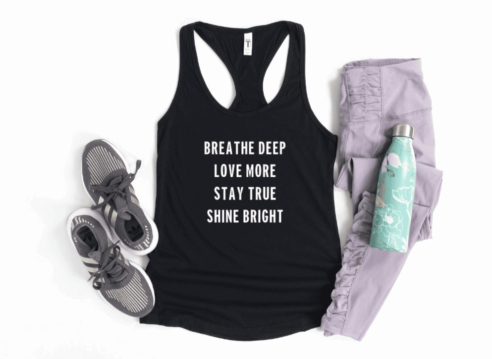 Breathe Deep Love More Tank Top - Black