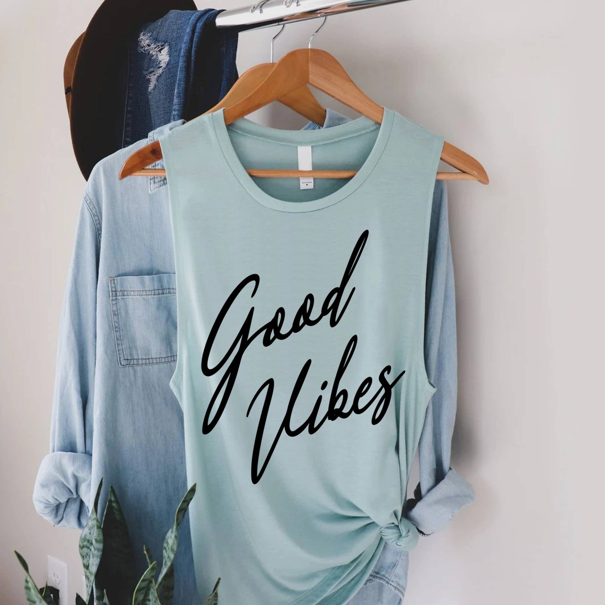 Good Vibes Tank Top - Dust Green