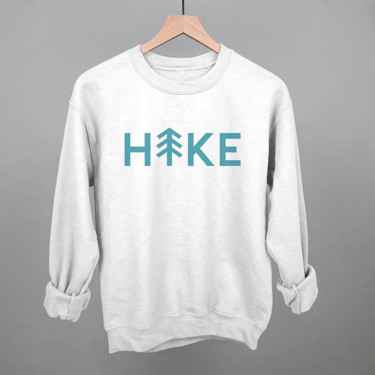 "Hike" Sweatshirt - White w/ Teal