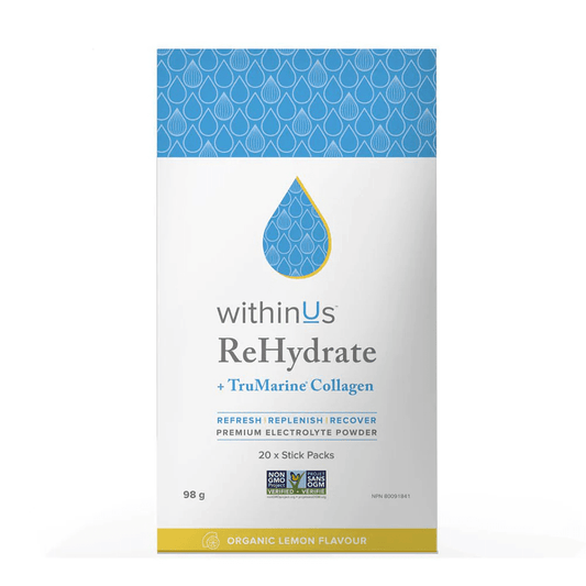 withinUs ReHydrate™ + TruMarine® Collagen - Lemon Stick Packs