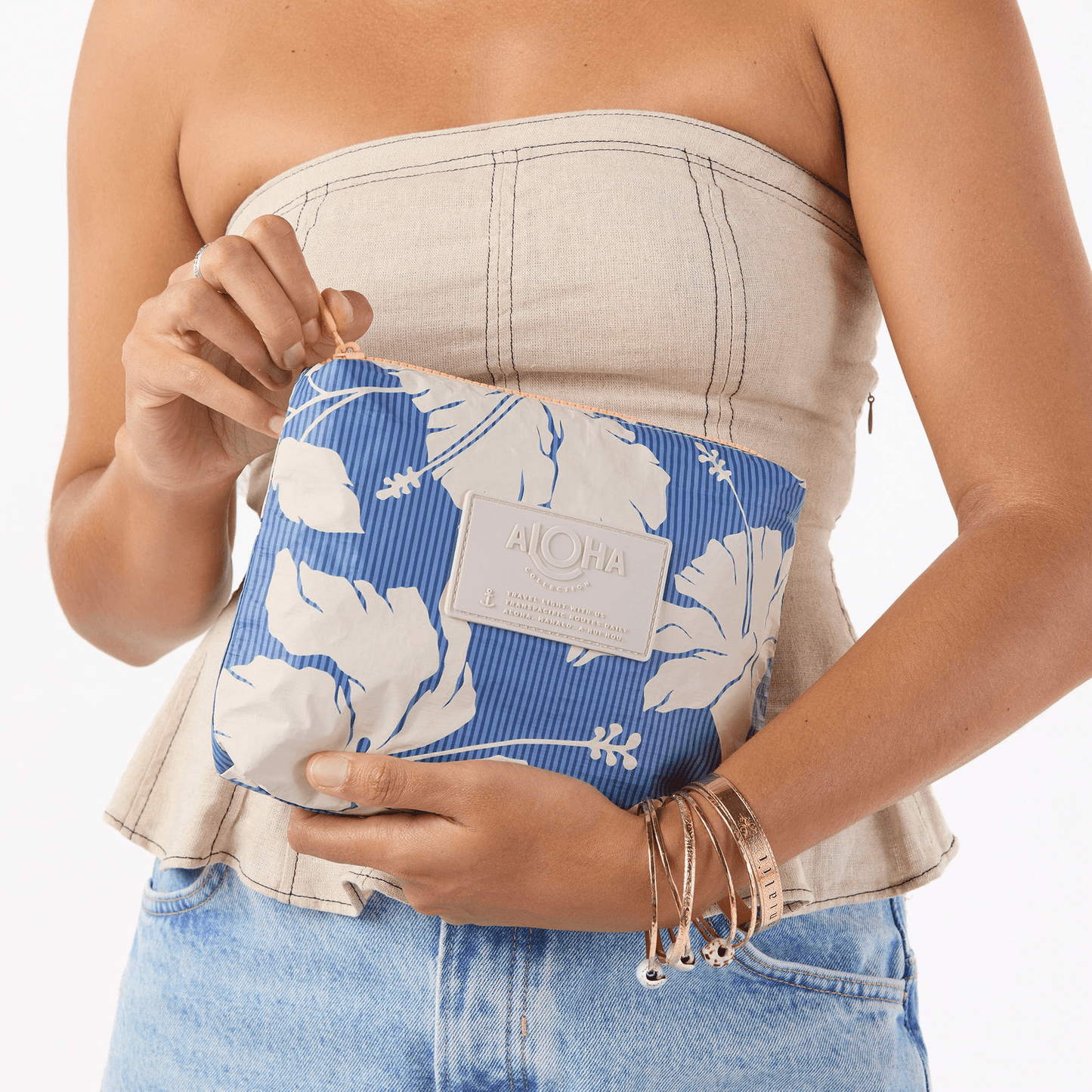 Salina Tiny Stripe Small Pouch - Navy